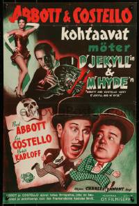 7m251 ABBOTT & COSTELLO MEET DR. JEKYLL & MR. HYDE Finnish 1953 Bud & Lou, scary Boris Karloff!