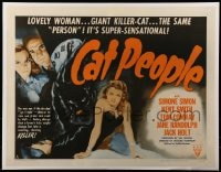7m132 CAT PEOPLE 1/2sh R1952 Val Lewton, full-length sexy Simone Simon by black panther!