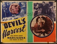 7m226 DEVIL'S HARVEST 22x28 special poster 1942 the truth about marijuana, the smoke of Hell, rare
