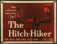 7m204 HITCH-HIKER style B 1/2sh 1953 POV art of hitchhiker in back seat pointing gun at front, rare