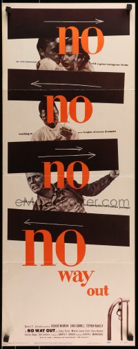 7m193 NO WAY OUT insert 1950 Sidney Poitier and Richard Widmark, great Saul Bass art & design!