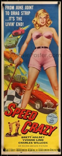 7m199 SPEED CRAZY insert 1958 from the jet hot age, classic sexy sports car racing image!