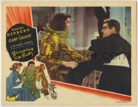 7m039 BRINGING UP BABY LC 1938 Howard Hawks, Katharine Hepburn ripping Cary Grant's jacket, rare!