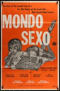 7m109 MONDO SEXO 25x38 1sh 1967 the story of the loveable love of a sex mad rapist & his victims!