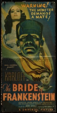 7m125 BRIDE OF FRANKENSTEIN pressbook cover 1935 different art of Boris Karloff & Lanchester, rare