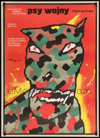 7m308 DOGS OF WAR Polish 27x38 1984 different bloody camoflauge canine art by Waldemar Swierzy!