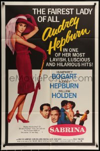7m029 SABRINA 1sh R1965 the fairest lady of all Audrey Hepburn, Humphrey Bogart, Holden, Wilder!