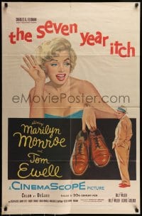 7m031 SEVEN YEAR ITCH 1sh 1955 Billy Wilder, great art of sexy Marilyn Monroe w/shoes by Tom Ewell
