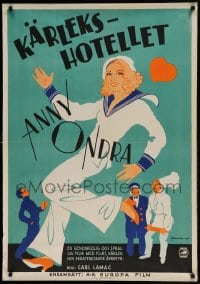 7m258 DAS VERLIEBTE HOTEL Swedish 1934 Eric Rohman art of pretty blonde Anny Ondra in sailor suit!