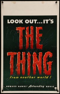 7m187 THING WC 1951 Howard Hawks astounding classic horror from another world, gruesome title art!