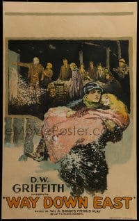 7m189 WAY DOWN EAST WC 1920 D.W. Griffith, great art of Lillian Gish carried over ice floes, rare!