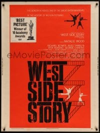 7p024 WEST SIDE STORY style Z pre-Awards 30x40 1961 Academy Award winning classic musical, Caroff art!