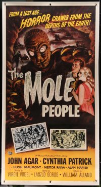 7p055 MOLE PEOPLE linen 3sh 1956 from a lost age, horror crawls from the depths of the Earth!