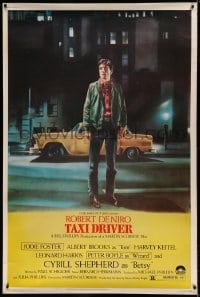 7p011 TAXI DRIVER 40x60 1976 classic art of Robert De Niro by cab, directed by Martin Scorsese!