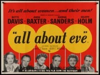 7p038 ALL ABOUT EVE British quad 1950 Bette Davis, Anne Baxter, Sanders, Merrill, Holm & Marlowe!