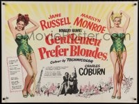 7p042 GENTLEMEN PREFER BLONDES British quad 1953 different art of sexy Marilyn Monroe & Jane Russell!