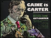 7p043 GET CARTER British quad 1971 best Arnaldo Putzu cast montage art with Michael Caine on phone!
