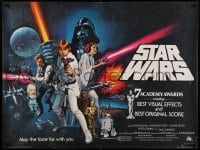 7p048 STAR WARS British quad 1978 George Lucas classic sci-fi epic, art by Tom William Chantrell!