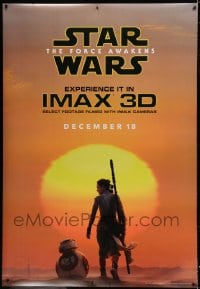 7p004 FORCE AWAKENS IMAX DS bus stop 2015 Star Wars: Episode VII, Daisy Ridley as Rey with BB-8!