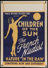 7p019 CHILDREN OF THE SUN 1sh 1934 art of French Nudist, nature in the raw, new & different, rare!