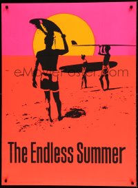 7p025 ENDLESS SUMMER 29x40 commercial poster 1967 Bruce Brown surfing classic, cool day-glo art!