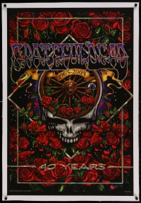 7p269 GRATEFUL DEAD linen 24x36 commercial poster 2004 Biffle art of skull & red roses, 40 Years!
