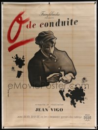 7p001 ZERO DE CONDUITE French 1p R1946 Jean Vigo juvenile delinquent classic, Jean Colin art, rare!