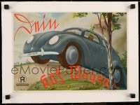 7p137 DEIN KDF-WAGEN linen German 10x15 board game cover 1940 great art of Volkswagen Beetle!