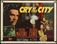 7p106 CRY OF THE CITY linen 1/2sh 1948 film noir, Victor Mature, Richard Conte, Shelley Winters