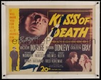 7p111 KISS OF DEATH linen 1/2sh 1947 Victor Mature, Brian Donlevy, Coleen Gray, film noir classic!