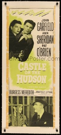 7p118 CASTLE ON THE HUDSON linen insert R1949 Ann Sheridan, John Garfield with gun, Pat O'Brien!