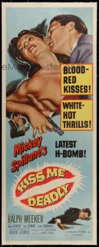 7p124 KISS ME DEADLY linen insert 1955 Mickey Spillane, Robert Aldrich, Ralph Meeker as Mike Hammer