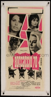 7p255 BOCCACCIO '70 linen Italian locandina 1962 Loren, Ekberg, Fellini, De Sica, Visconti & more!