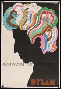 7p141 DYLAN linen 22x33 album insert poster 1967 colorful silhouette art of Bob by Milton Glaser!