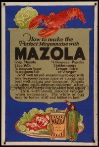 7p031 MAZOLA 28x42 advertising poster 1930s a great recipe to make the perfect mayonnaise!