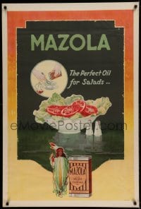 7p032 MAZOLA 28x42 advertising poster 1930s it makes the perfect oil to put on your salads!