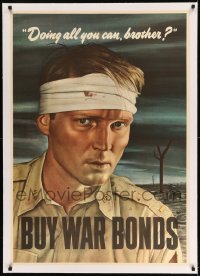 7p164 DOING ALL YOU CAN BROTHER linen 29x41 WWII war poster 1943 Sloan art of wounded soldier!