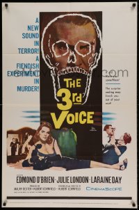 7r007 3rd VOICE 1sh 1960 cool image of Edmund O'Brien in huge skull + sexy Julie London!