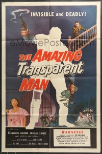7r036 AMAZING TRANSPARENT MAN 1sh 1959 Edgar Ulmer, cool fx art of the invisible & deadly convict!