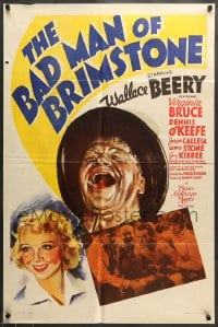 7r063 BAD MAN OF BRIMSTONE style C 1sh 1937 art of Wallace Beery and sexiest Virginia Bruce, rare!