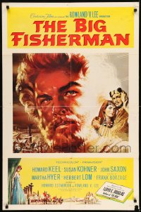 7r084 BIG FISHERMAN style A 1sh 1959 cool artwork of Howard Keel, Susan Kohner & John Saxon!
