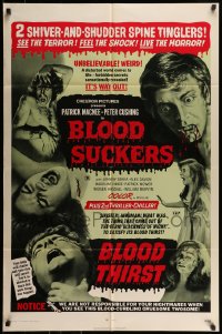 7r098 BLOOD SUCKERS/BLOOD THIRST 1sh 1971 Peter Cushing, wacky horror double-bill!