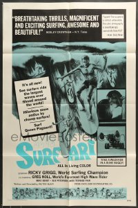 7r104 BLUE SURFARI 1sh 1969 cool artwork of surfers, Ricky Grigg, dune buggy!