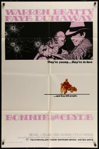 7r109 BONNIE & CLYDE 1sh 1967 notorious crime duo Warren Beatty & Faye Dunaway, Arthur Penn!