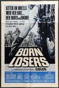 7r113 BORN LOSERS 1sh 1967 Tom Laughlin directs and stars as Billy Jack, sexy motorcycle art!