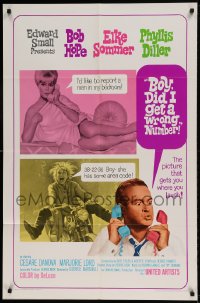7r114 BOY DID I GET A WRONG NUMBER 1sh 1966 wacky Bob Hope & Phyllis Diller, sexy Elke Sommer!