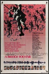 7r119 BRIDGE TOO FAR style B 1sh 1977 Michael Caine, Connery, cool art of hundreds of paratroopers!