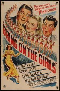 7r121 BRING ON THE GIRLS style A 1sh 1944 Veronica Lake, Sonny Tufts & Eddie Bracken, sexy dancers!