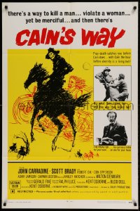 7r132 CAIN'S WAY 1sh 1970 John Carradine, cool artwork of skeleton on horseback!