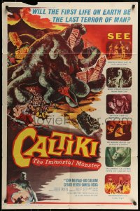 7r133 CALTIKI THE IMMORTAL MONSTER 1sh 1960 the first life on Earth will be man's last terror!
